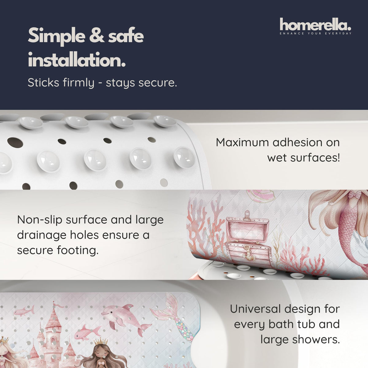 Drainage holes design promotes fast water drainage and quick drying.