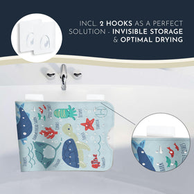 Homerella hooks included for quick air drying after baths