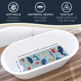 Homerella non-slip bath mat with 200+ suction cups for secure adhesion
