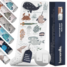 Homerella ocean animals bath mat with 200+ suction cups for secure grip