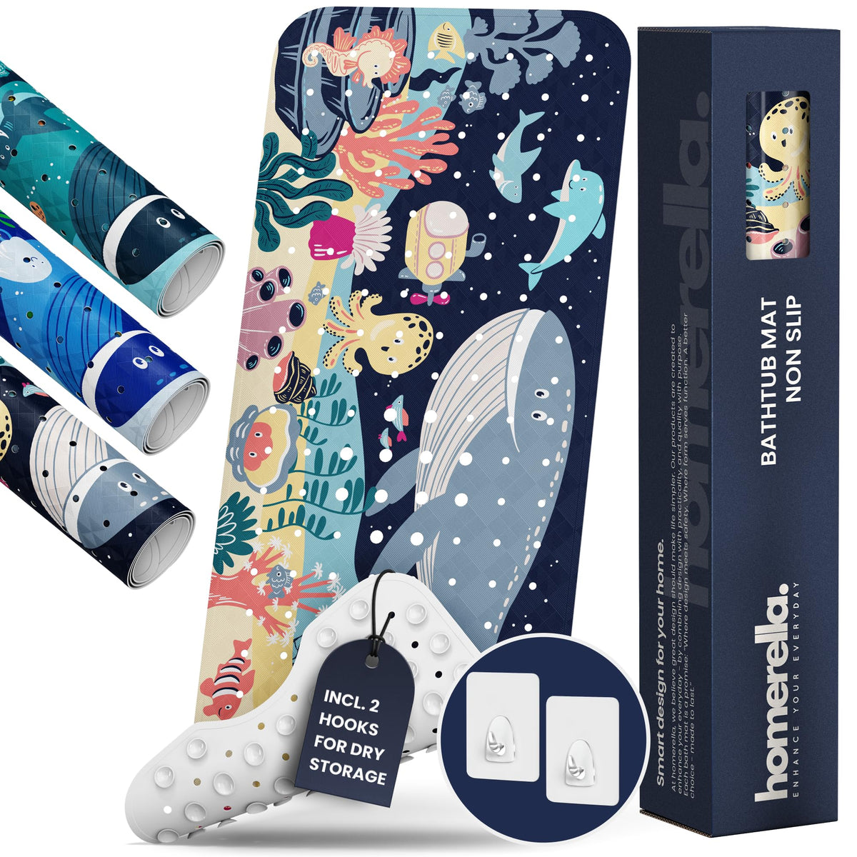 Homerella ocean sea animals bath mat featuring sea creatures for safe baths