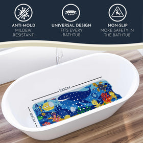 Homerella bath mat with hooks for quick air-drying after baths.