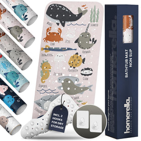 Homerella Ocean Sea Animals bath mat with strong grip for safe baths