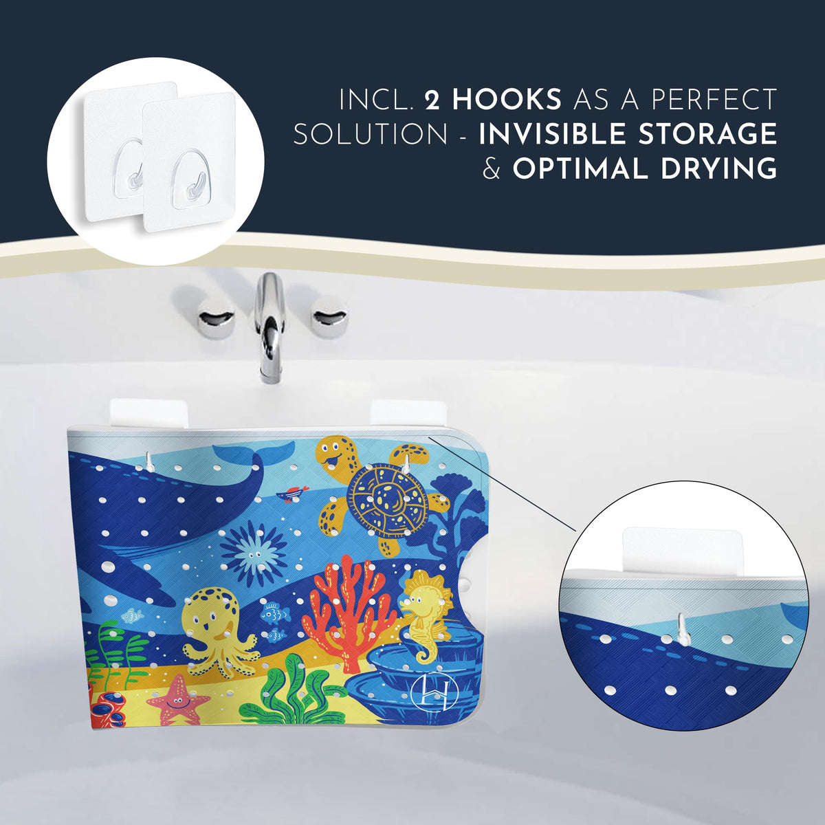 Homerella Ocean Sea Animals mat shows soft top surface for kids' feet.