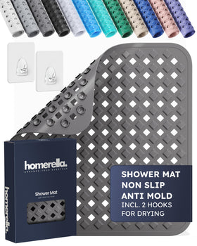 Homerella shower mat with strong non-slip grip thanks to many suction cups for safer showers