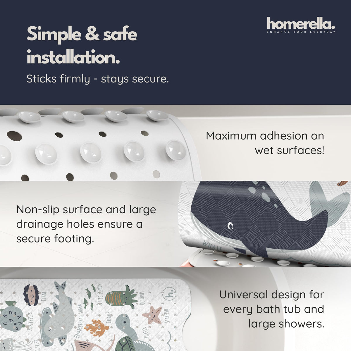 Homerella soft odorless top surface for comfortable bath time