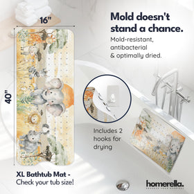 Homerella textured surface provides soft, non-slip footing during baths