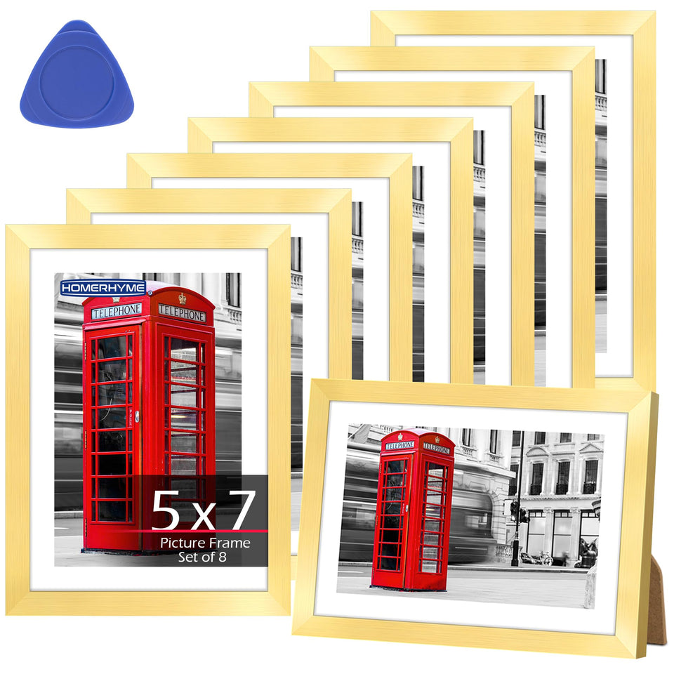 HOMERHYME 5x7 gold frame for wall display with gallery-ready elegance.
