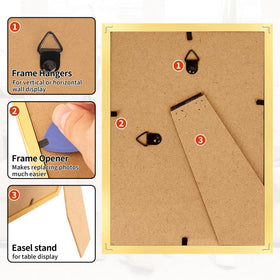 HOMERHYME 8-pack gold frames for versatile wall and tabletop arrangements.