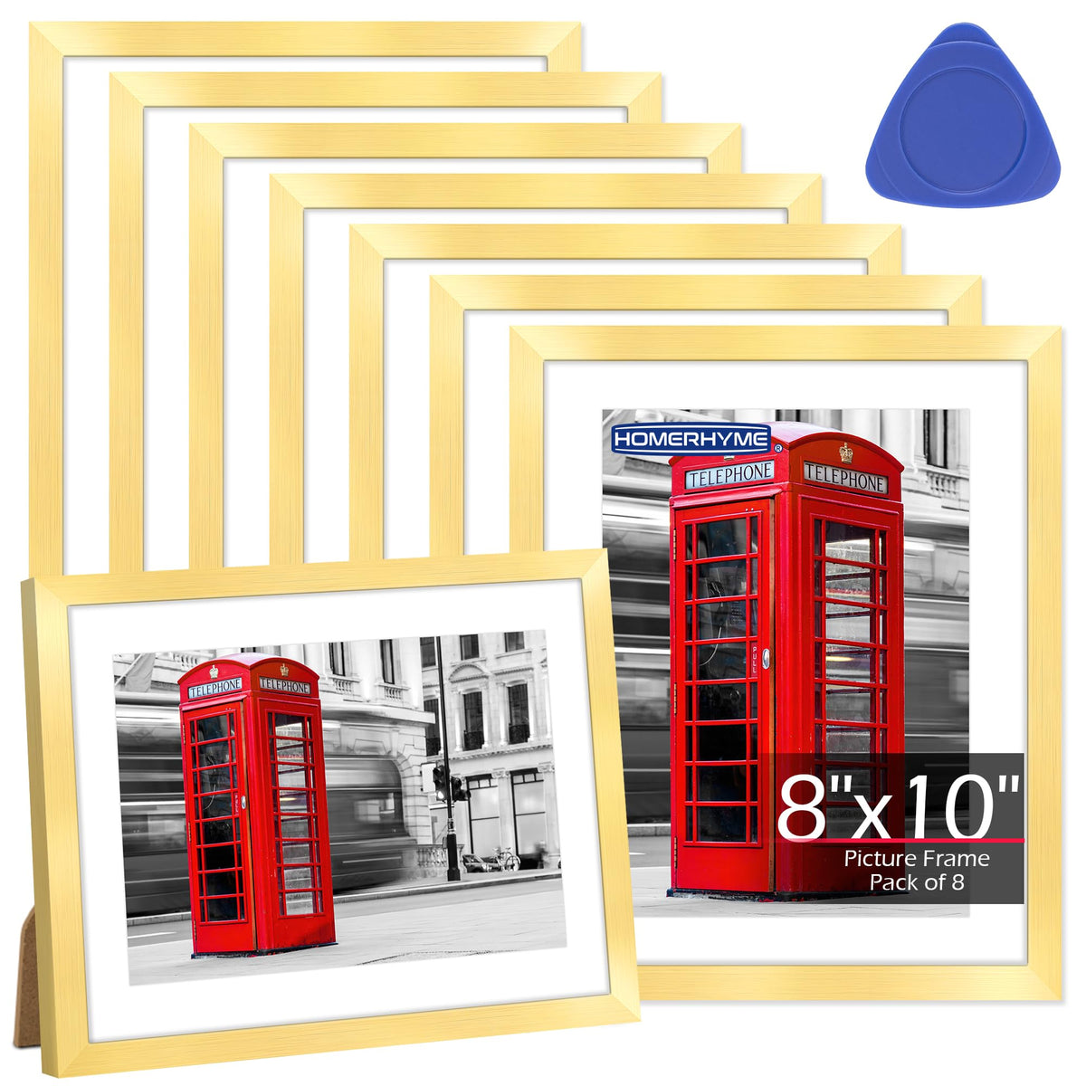 Homerhyme 8x10 gold frame front view for gallery-ready walls