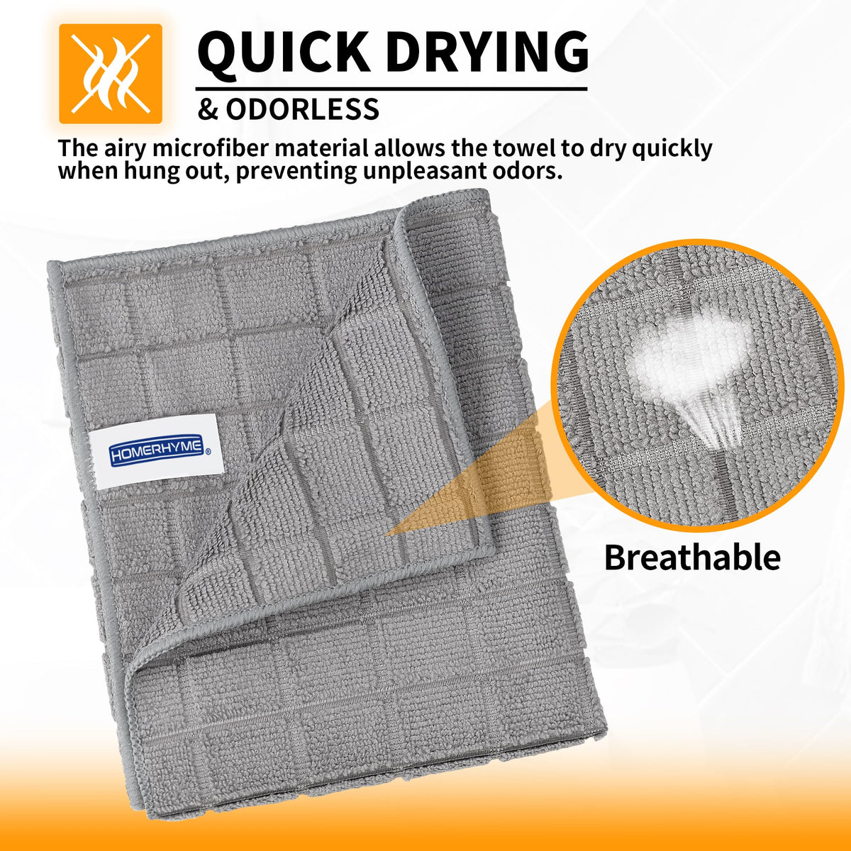 HOMERHYME decorative grey towels elevate bathroom decor.