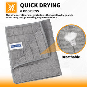 HOMERHYME decorative grey towels elevate bathroom decor.