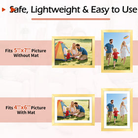 HOMERHYME gold frame with 4x6 mat option for flexible layouts.