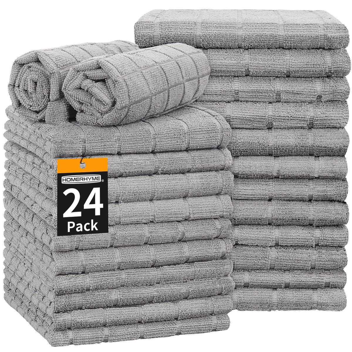 HOMERHYME hand towels bulk 24-pack, soft 25x15 inches for quick drying.