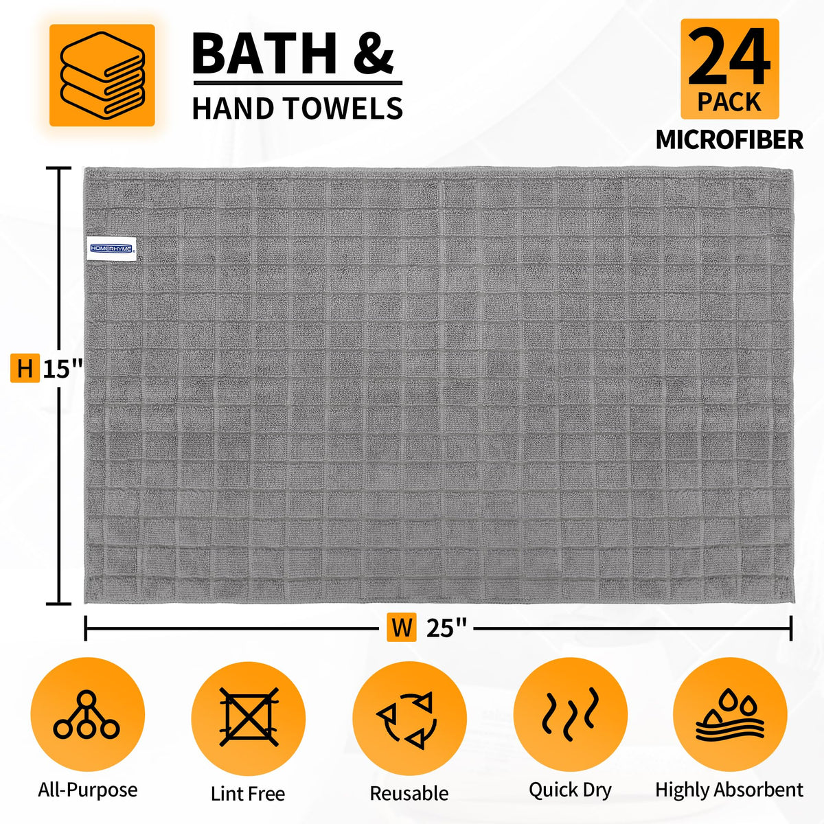 HOMERHYME microfiber towels deliver high absorbency for fast drying hands.