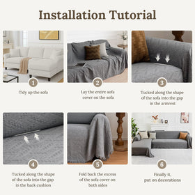 HOMERILLA dark grey sectional cover complements modern decor while hiding wear.