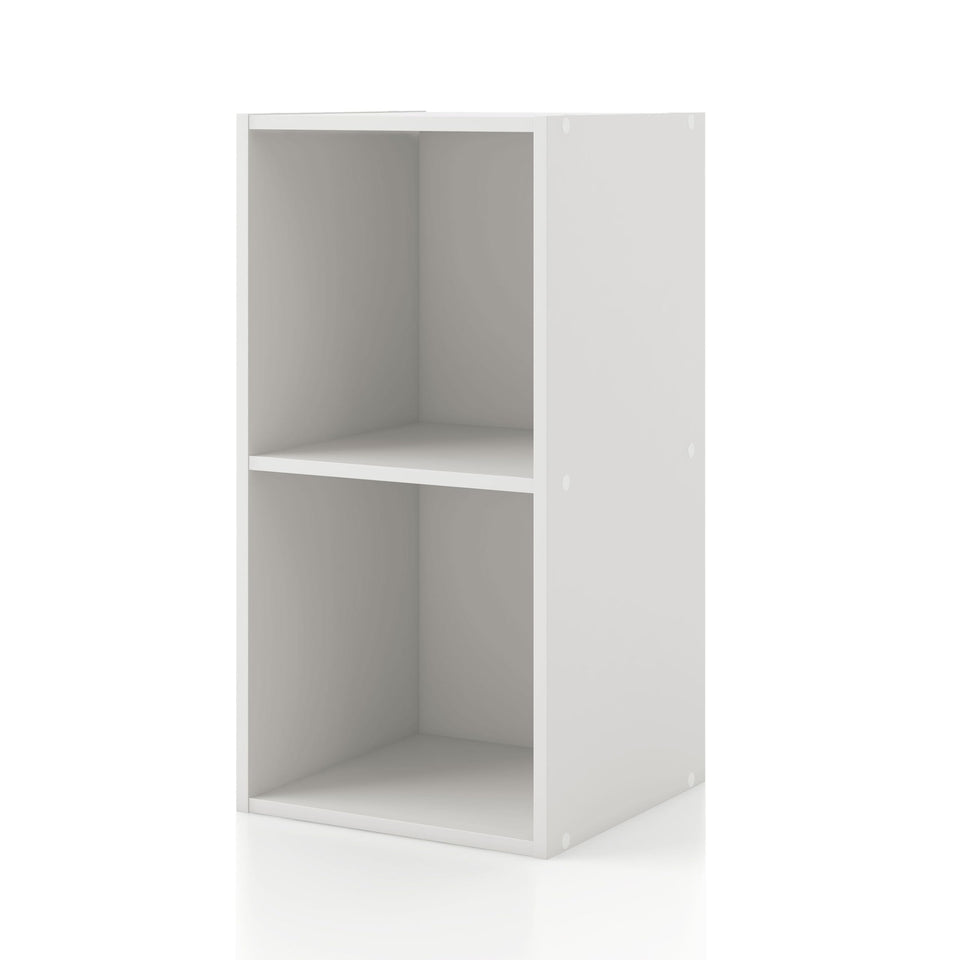 HOMES: INSIDE + OUT Apexa 2-Cube open shelf for versatile cube-bin storage.