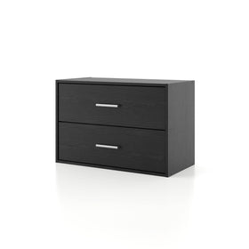 Apexa 2-Drawer stackable front view in black for tidy categorization.