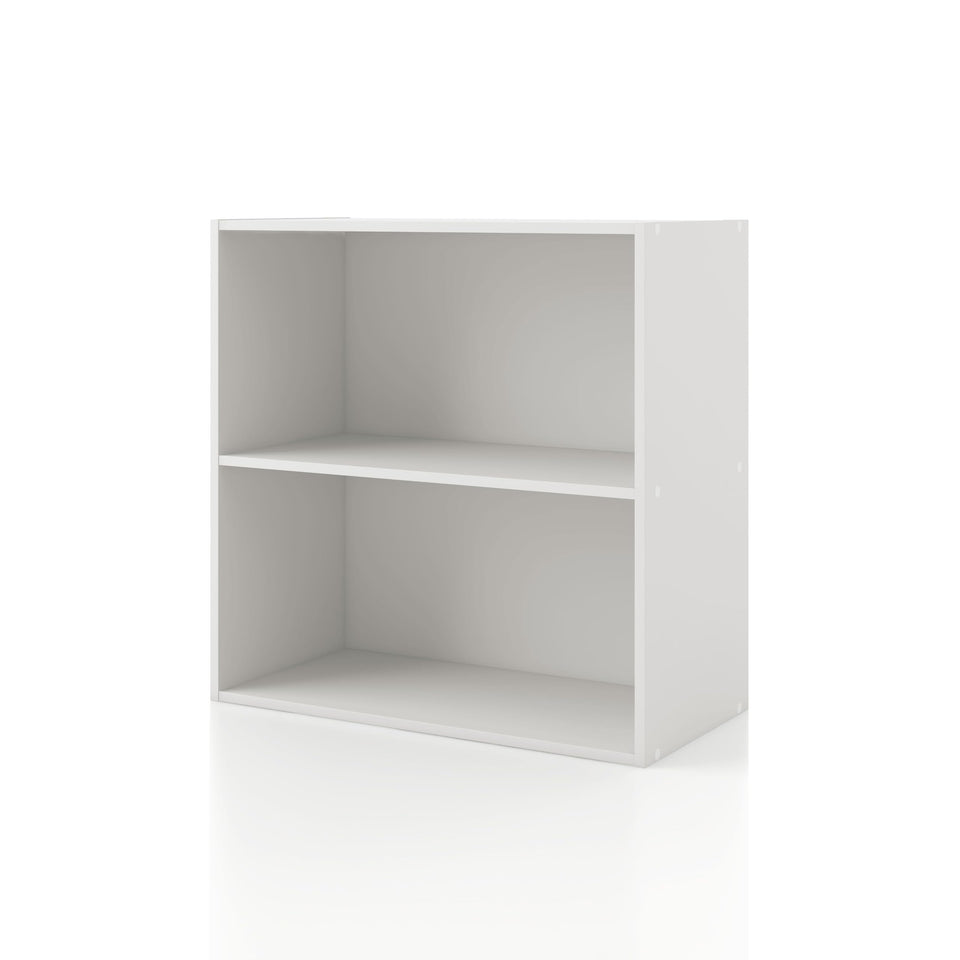 Homes Inside + Out Apexa 2-Tier Open Cube Shelves ideal for books and bins in small rooms.