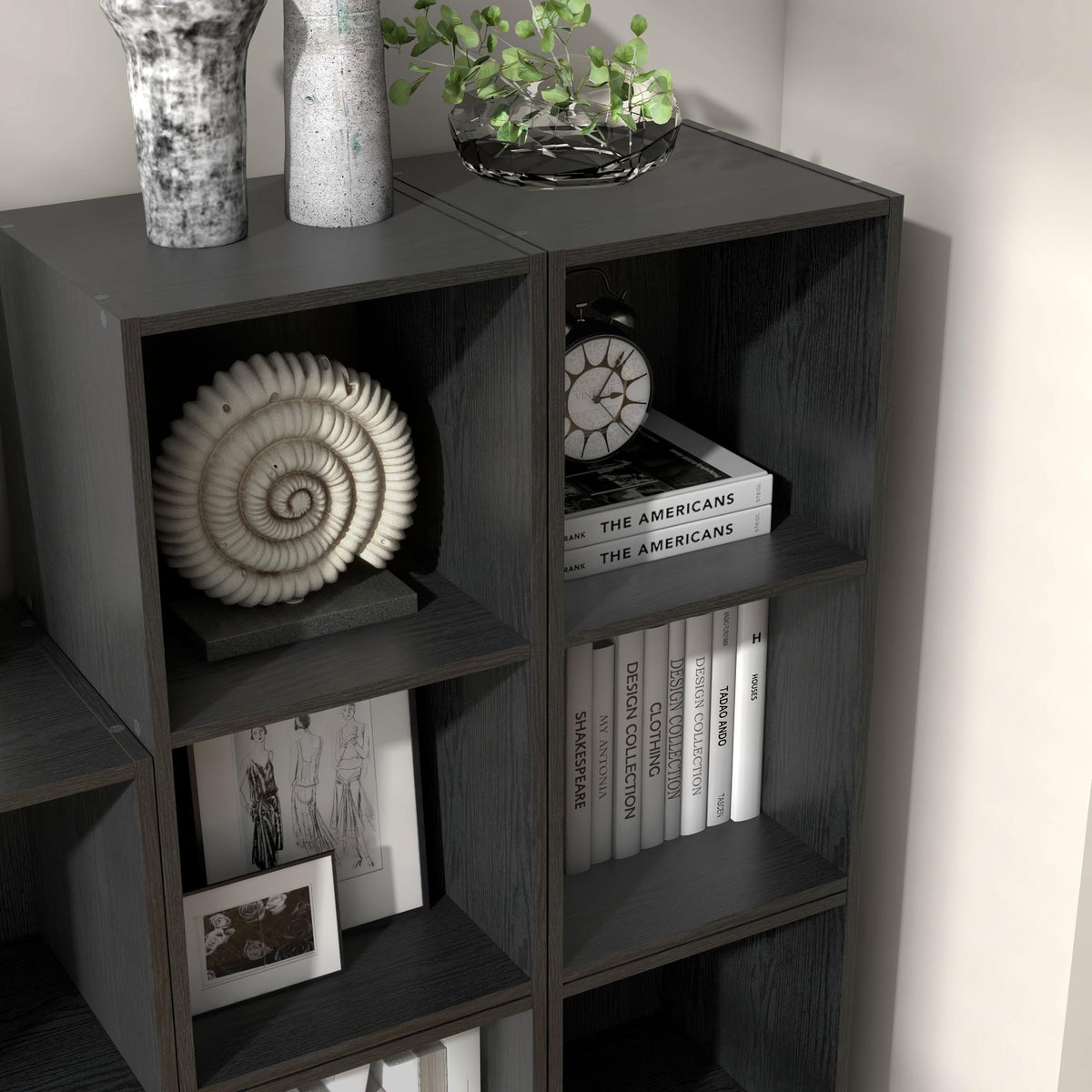 Apexa 3-Cube unit with woodgrain finish in stacked setup