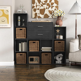 Open-drawer setup highlights flexible storage in living areas.