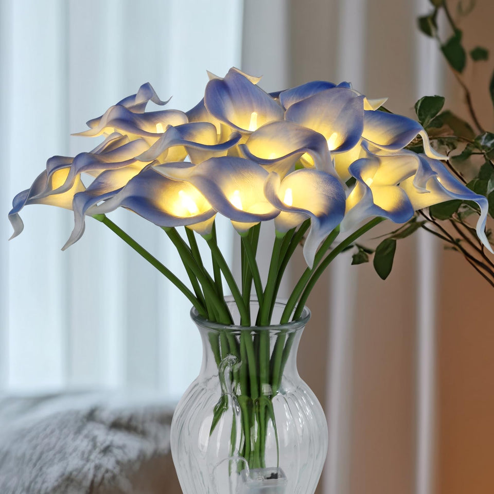 HOMESEASONS Calla Lily lighted bouquet glows softly for warm home décor