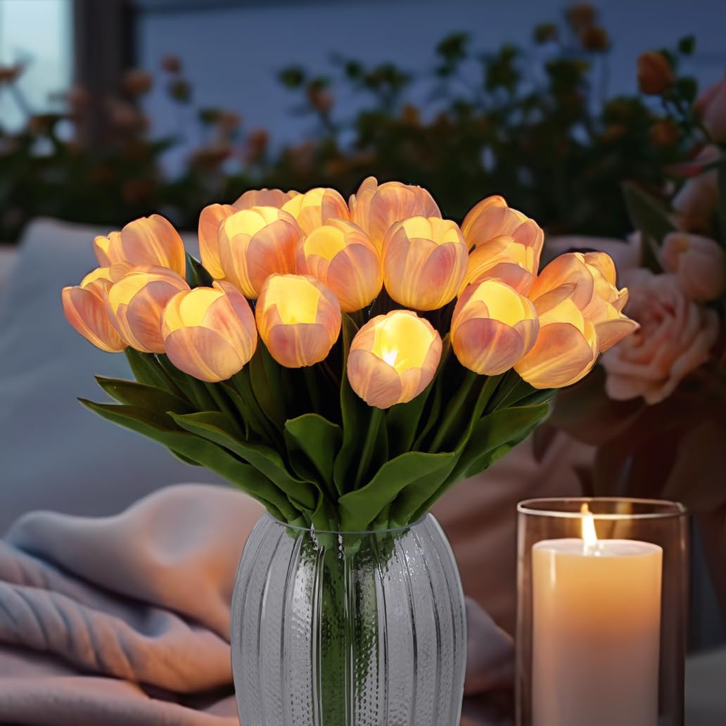 HOMESEASONS 20-piece tulip set elevates weddings and home tables with soft glows