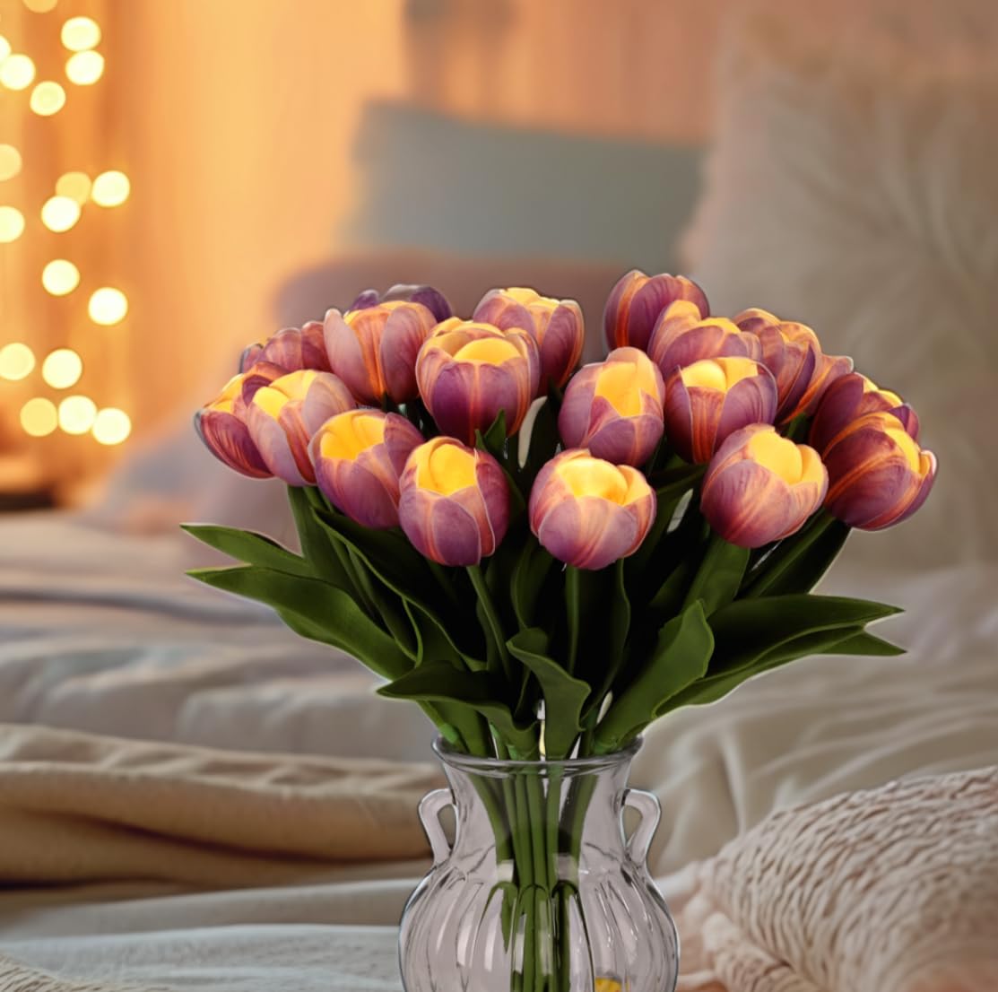 HOMESEASONS lifelike stems and leaves create a full bouquet look.