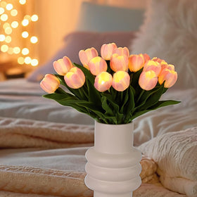 HOMESEASONS real touch tulips close-up show soft PU petals and lifelike texture