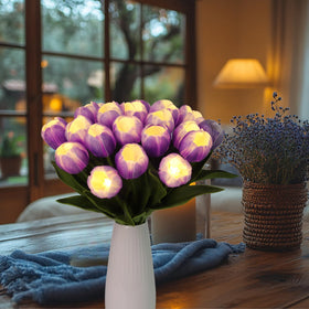 HOMESEASONS real-touch purple tulips provide lifelike decor.