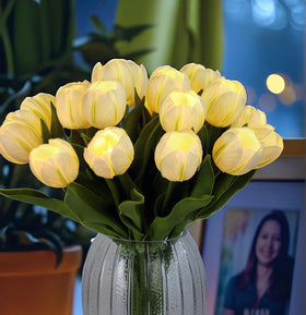 HOMESEASONS wedding decor tulips enhance centerpieces with soft glow.