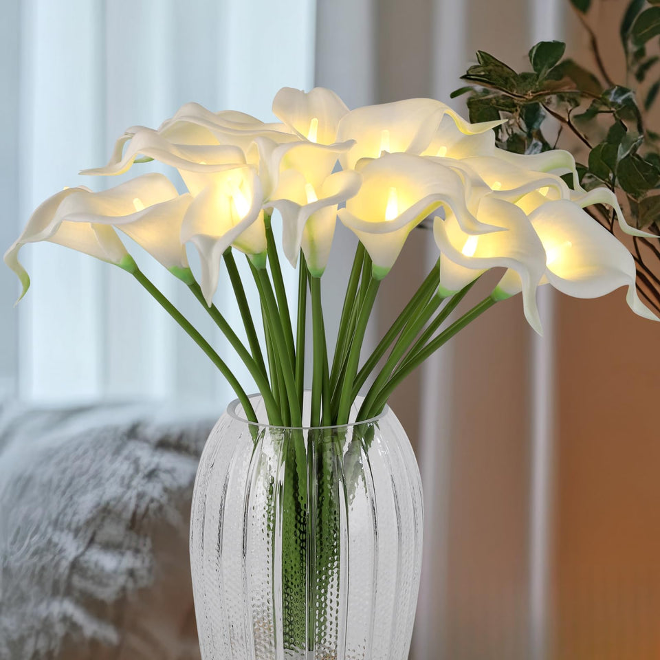 HOMESEASONS LED lighted calla lily bouquet illuminates spaces with warm ambiance