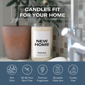 Homesick New Home candle label detail reflects premium craftsmanship and care.