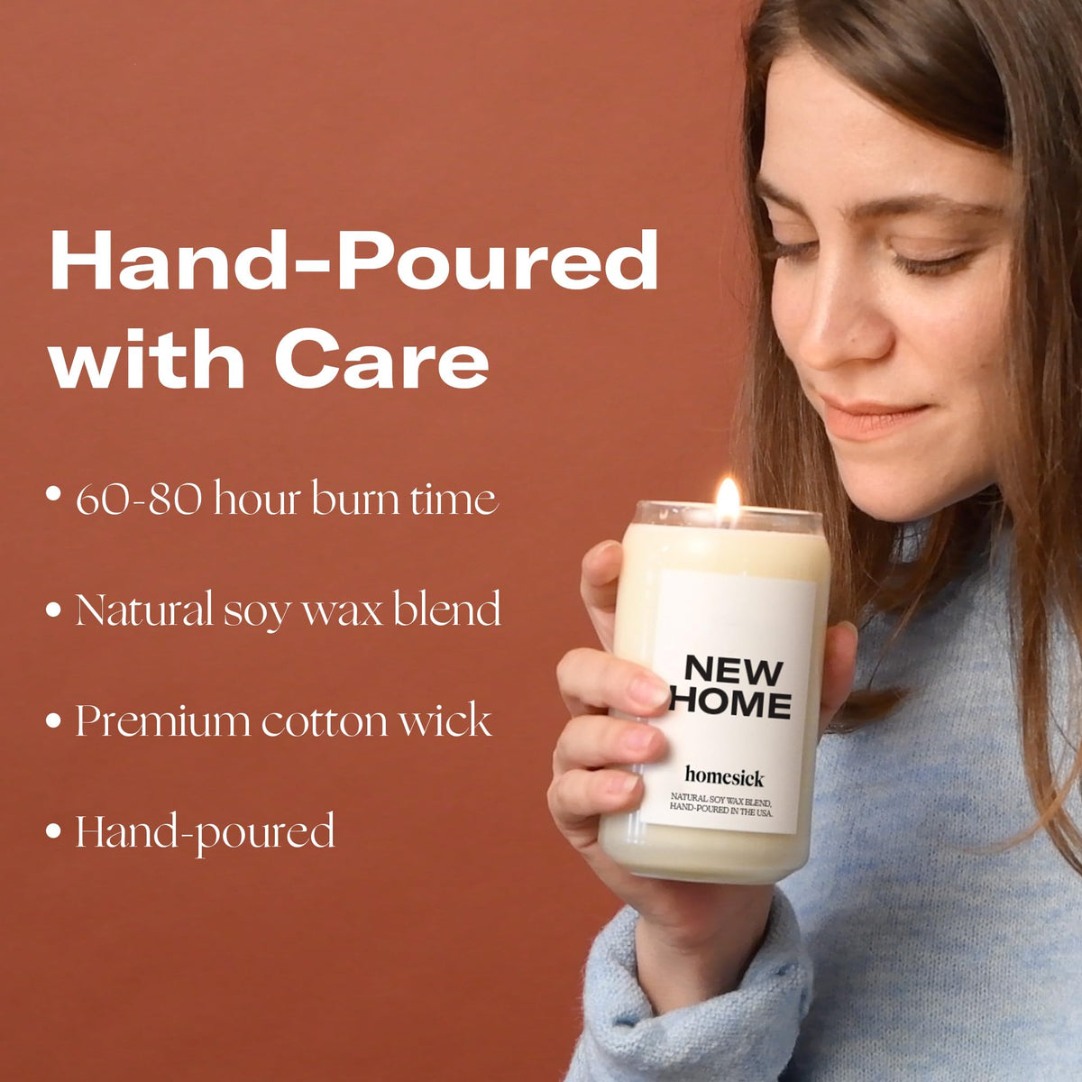 Homesick New Home candle-lit ambiance enhances cozy living room moments.