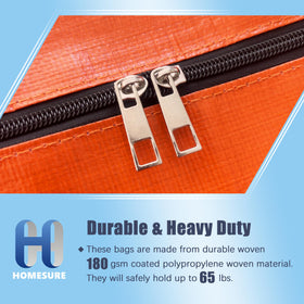 Close-up of reinforced zipper on Homesure bag highlighting durability.