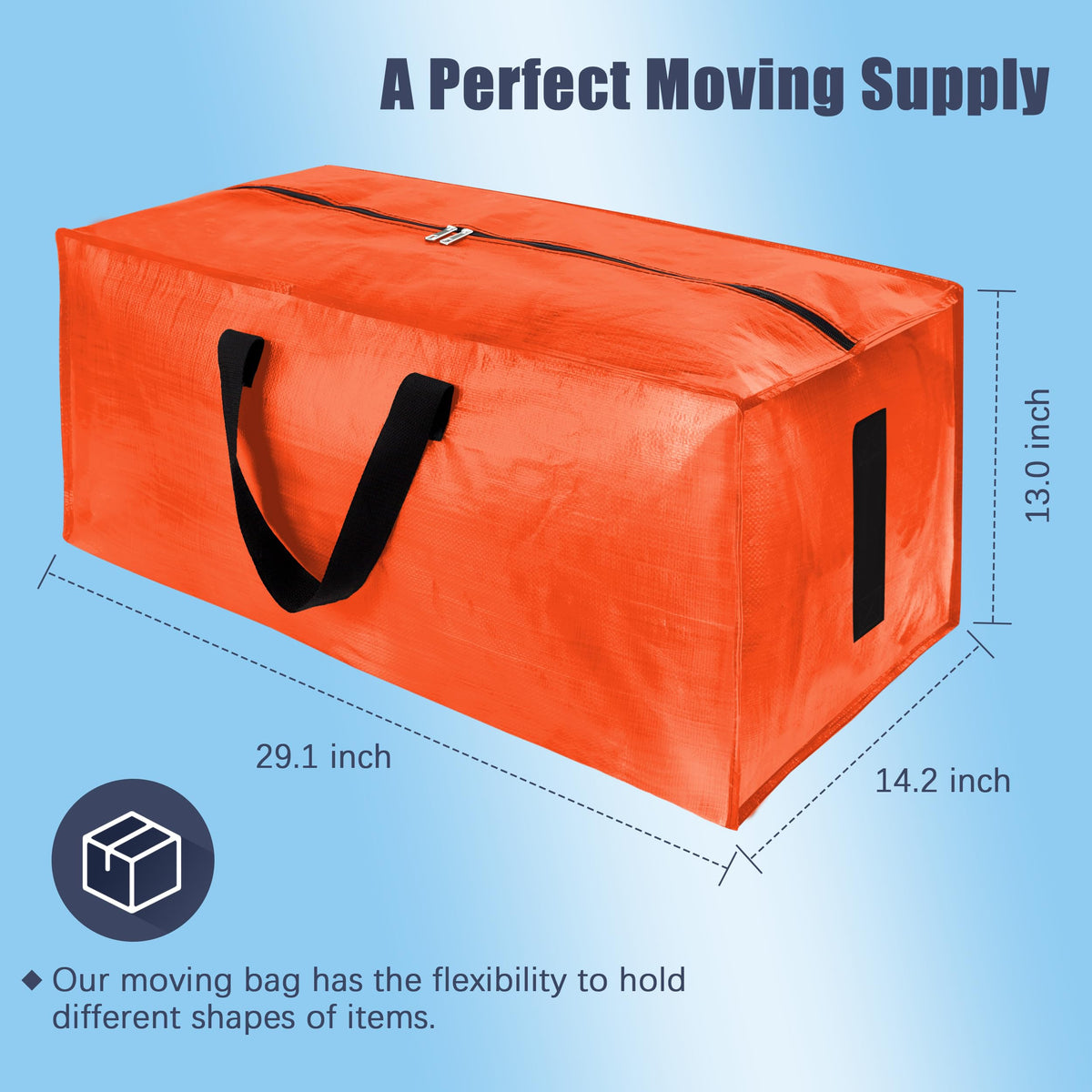 Homesure orange moving bag with carrying handles for bulky items.