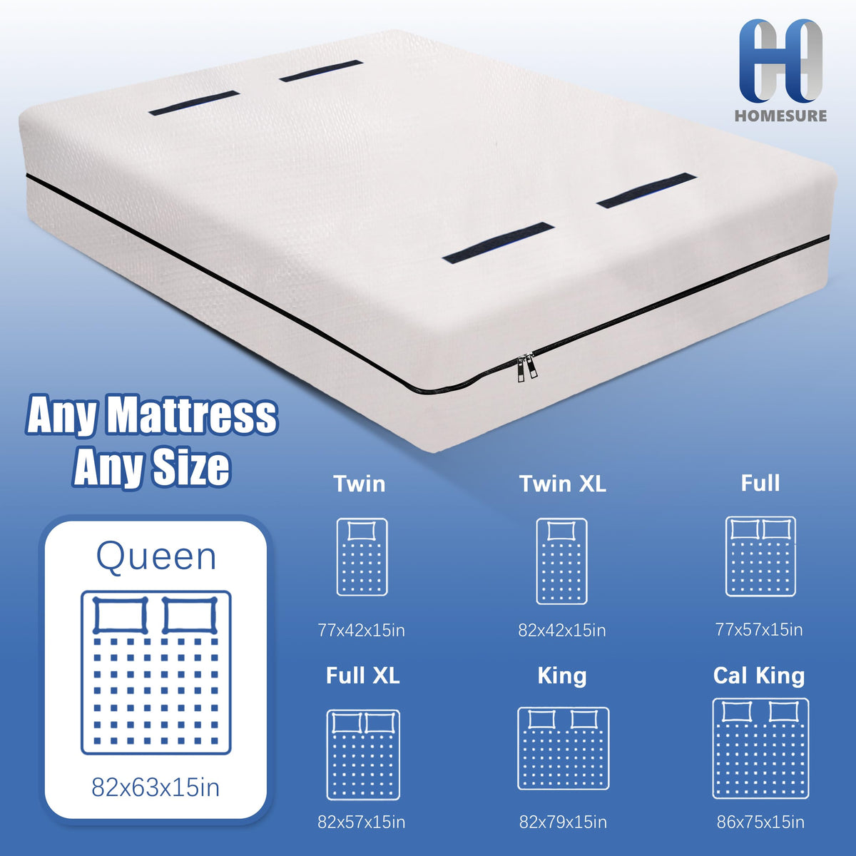 HOMESURE mattress bag semi-transparent design for private storage.