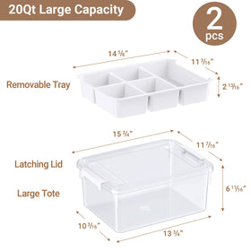 HOMETUK 20Qt compact storage box design keeps art supplies neatly organized.