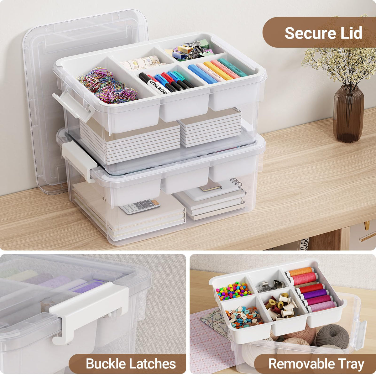 HOMETUK clear visibility and secure lids help monitor contents at a glance.