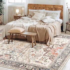 Homewill area rug 5x7 microfiber texture adds soft underfoot comfort.