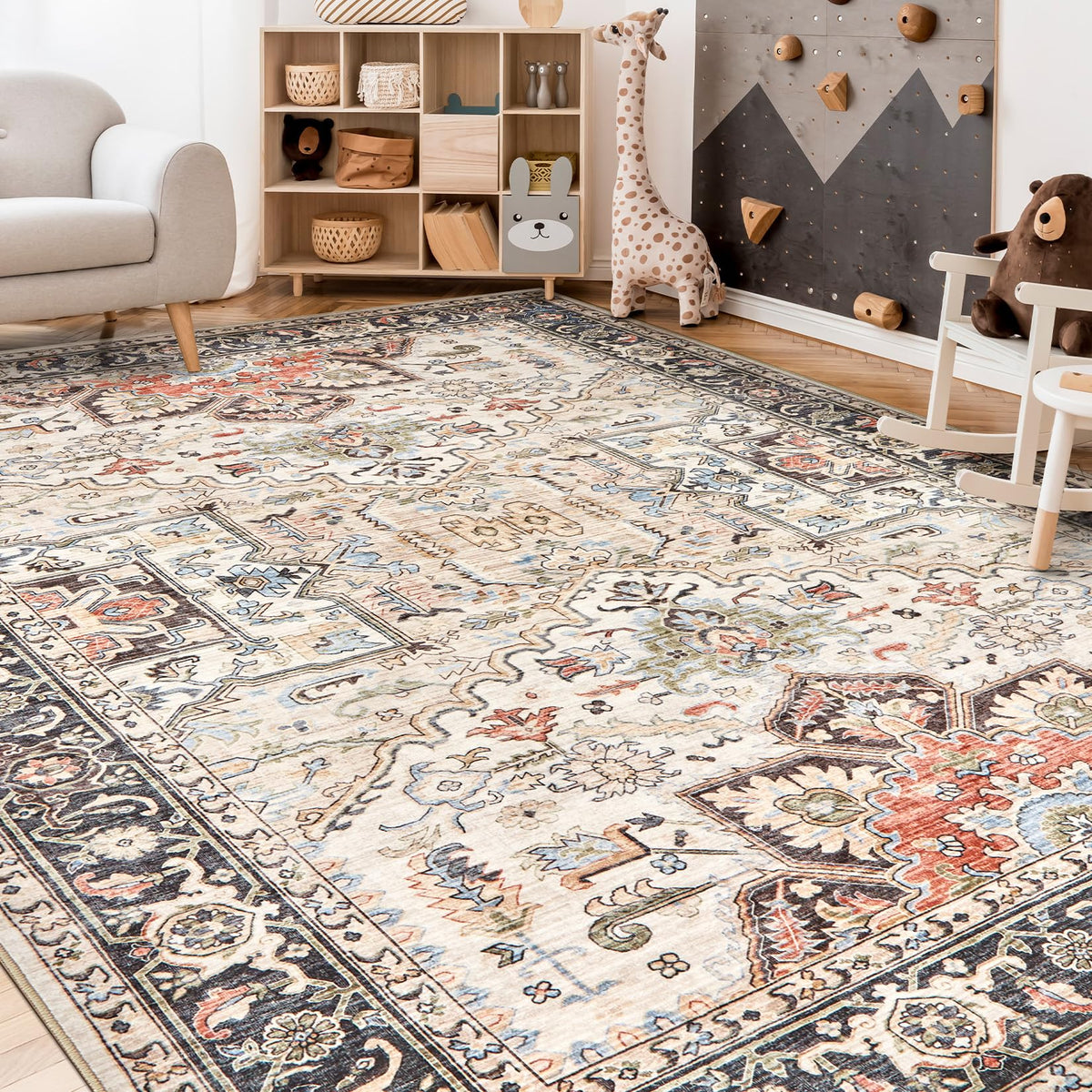 Homewill area rug 5x7 multi-color option suits vintage décor across rooms.