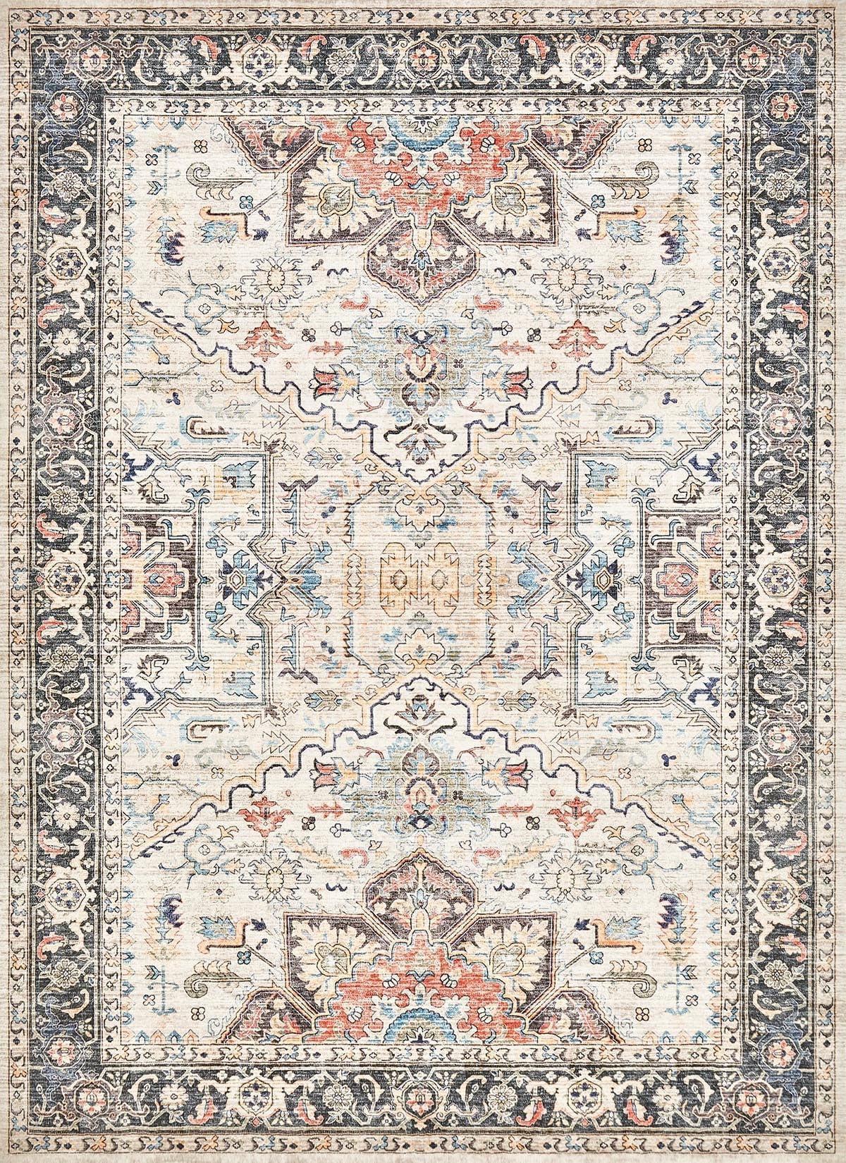 Homewill area rug 5x7 carries vintage floral charm with durable backing.