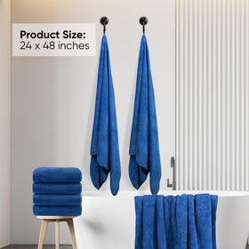 HOMEXCEL blue towels stacked neatly, quick-dry and hotel-ready.