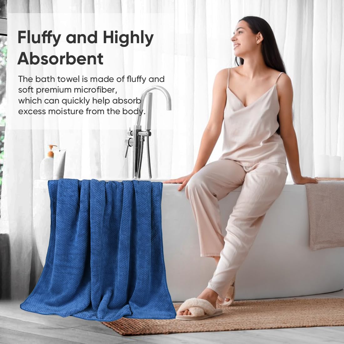 HOMEXCEL bath towel absorbency test demonstrates rapid drying after showers or workouts