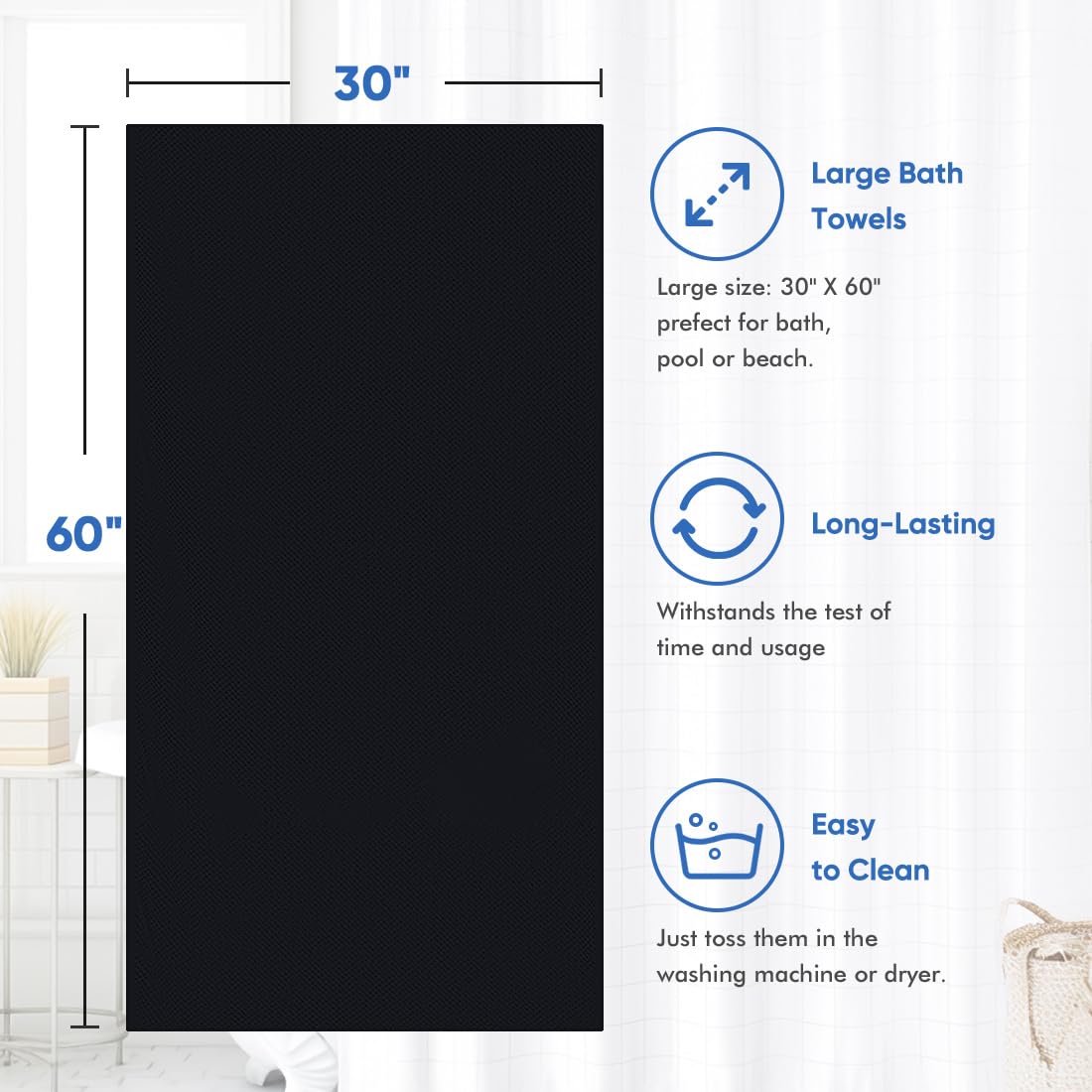 HOMEXCEL towels with spa-soft feel for gentle skin contact