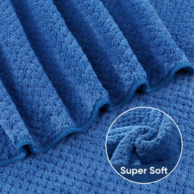 HOMEXCEL blue towels close-up on soft microfiber texture.