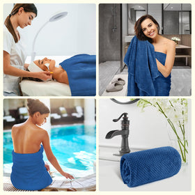 HOMEXCEL blue towels in packaging for the 6-pack set.