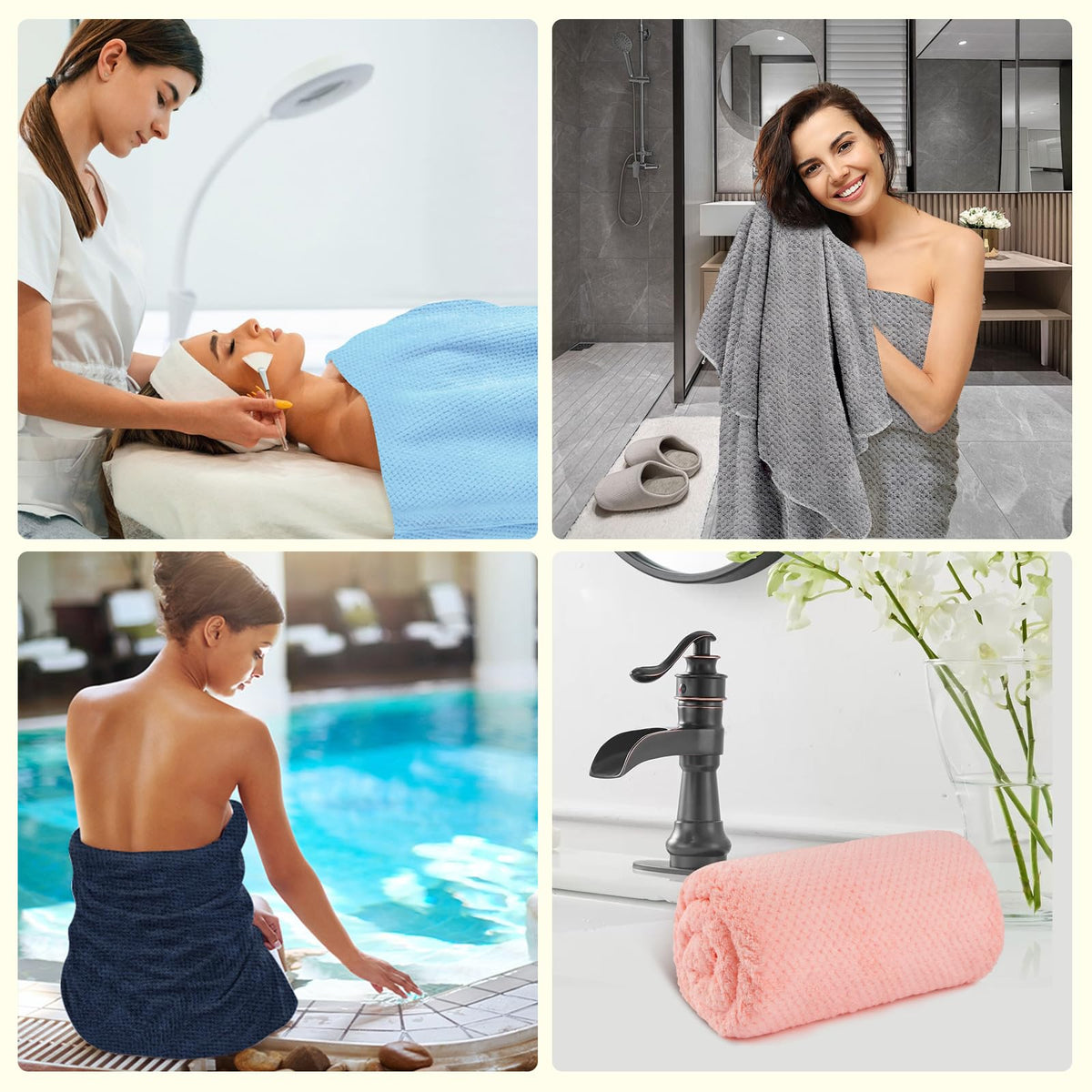 HOMEXCEL easy-care towels stay fresh with minimal maintenance.