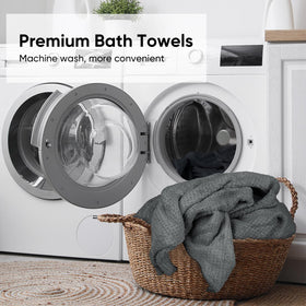 HOMEXCEL grey towels drying quickly in sunlit bathroom.