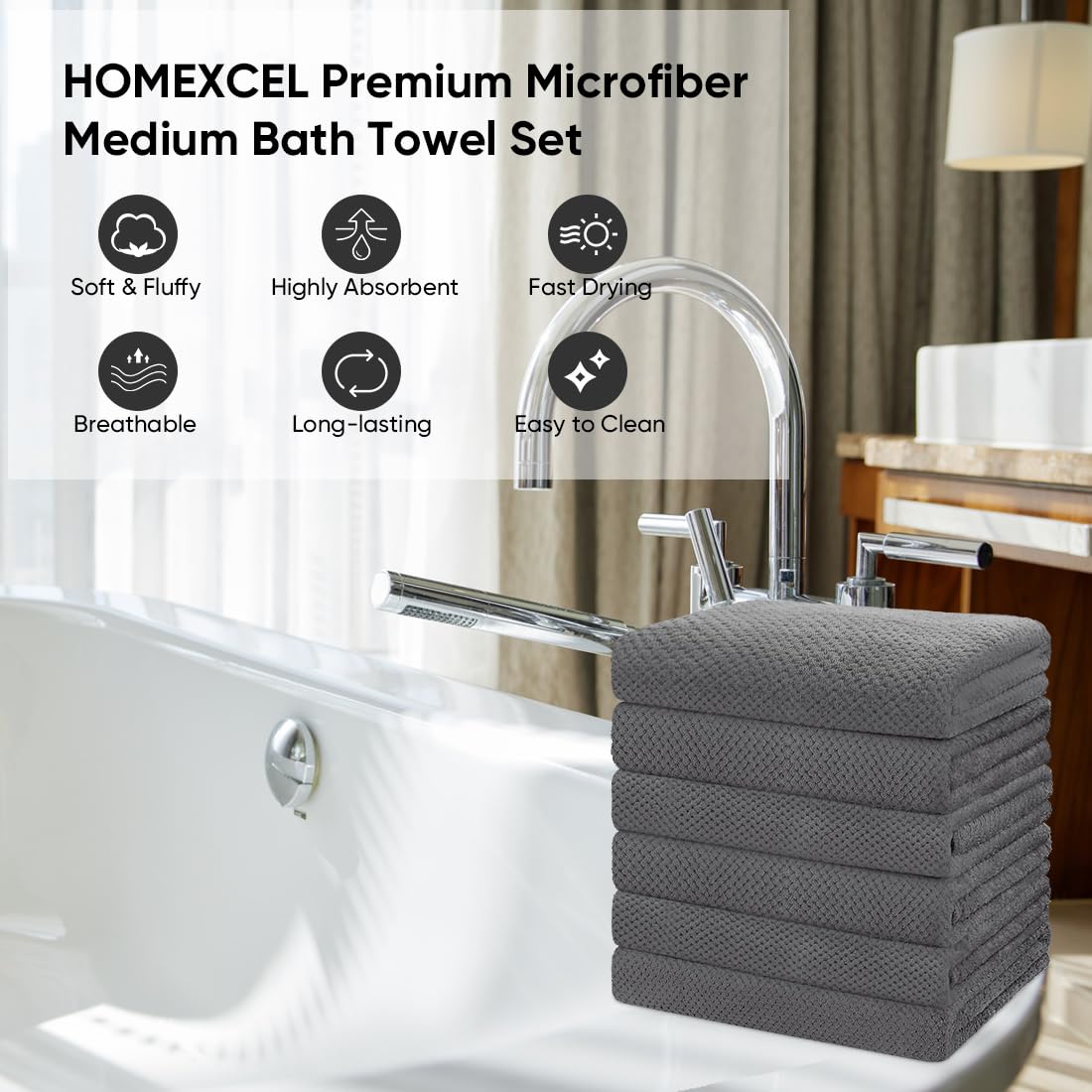 HOMEXCEL lint-free towel texture shown after multiple washes.